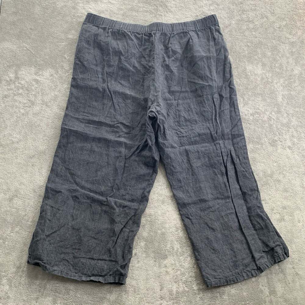Eileen Fisher Pants Women 1X Pull On Faded Black Capsule Minimalist Linen Boho - Picture 10 of 11